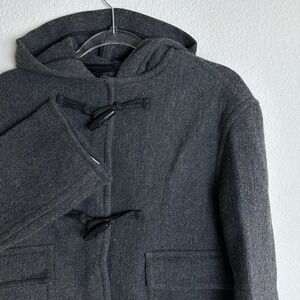 NWT ZARA MANTECO Women Hooded Italian Wool Blend Short‎ Duffel Coat Size XS Gray